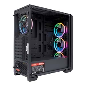 Rampage ESPECTRO 4 Adet Rainow Fanlı 600W 80 Plus Bronze Siyah Temper Camlı Gaming Oyuncu Kasası