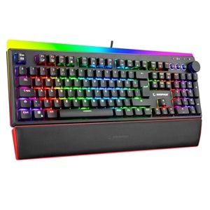 Rampage KB-R97 X-TRACER Siyah USB RGB Aydınlatmalı Blue Switch Tam Türkçe Bilek Destekli Gaming Oyuncu Mekanik Klavye