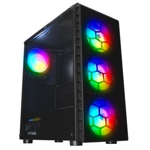 Rampage REDSKY RGB 700W 80 Plus Bronze 4*12cm RGB Fan Temperli Camlı Mid-T Gaming Oyuncu Kasası