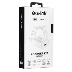 S-link SL-EC40T Type-C Kablolu 5V 2400MA Beyaz Ev Şarj Adaptörü