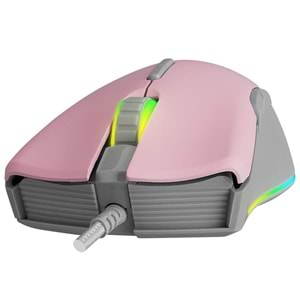 Rampage SMX-R21 COMPACT Usb Pembe/Gri RGB Işıklı+Macro 7200dpi / 1000hz Gaming Oyuncu Mouse