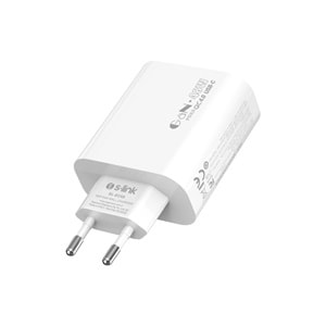 S-link SL-EC68 45W GAN PD 30W / QC 18W Type Type USB-C +USB A Hızlı Beyaz EV/NOTEBOOK Şarj Adaptör