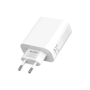 S-link SL-EC69 GAN PD 65W / QC 18W Type USB-C +USB A Hızlı Beyaz EV/NOTEBOOK Şarj Adaptör