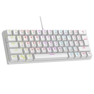 Rampage PLOWER K60 Beyaz US Layout English Gaming Oyuncu Klavye Bilek Destekli Blue Switch