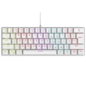 Rampage PLOWER K60 Beyaz US Layout English Gaming Oyuncu Klavye Bilek Destekli Blue Switch