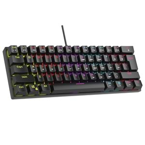 Rampage PLOWER K60 Siyah US Layout English Gaming Oyuncu Klavye Bilek Destekli Blue Switch