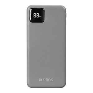 S-link G104 10000mAh 2*USB+Type-C+Micro Kompakt Tasarım Gümüş LCD Taşınabilir Pil Şarj Cihazı Powerbank