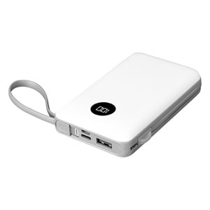 S-link P102 10000mAh PRM 2*USB+Type-C+Micro+Lightning Beyaz LCD Taşınabilir Pil Şarj Cihazı Powerbank