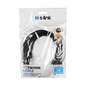 S-link SL-CAT602BK 2m Siyah CAT6 Kablo