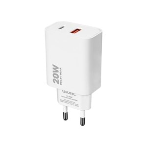 Asonic AS-X230 20W PD3.0/Quick Charge QC3.0 Type USB-C +USB A Hızlı Beyaz Ev Şarj Adaptör