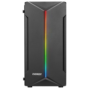 Everest SABER RGB Led Şeritli Peak 250W Akrilik Yan Panel M-ATX Mini-T Gaming Oyuncu Kasası