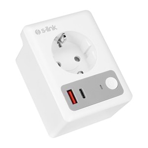 S-link SL-13 MASTERPOWER 16A Akım Korumalı Akıllı Priz 2.4 Ghz Type-C USB Çıkışlı WIFIBT TUYA Destekli