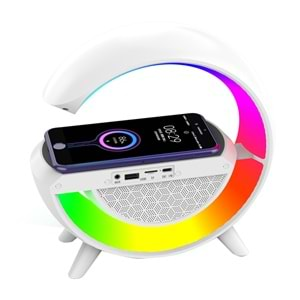 Mikado MD-G111 Beyaz 10W 1800mAh BT/TF/USB/15W Wireless Şarj RGB Işıklı Speaker