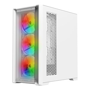 Rampage SIRIUS Temperli Camlı Beyaz 4*12cm RGB Fan E-ATX Mid-T Gaming Oyuncu Kasası