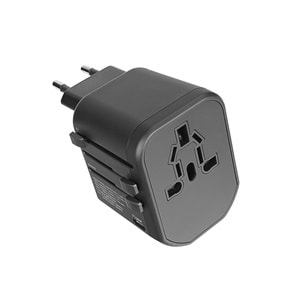 S-link SW-KC027 2*USB 2.4A + PD 20W Yedek Akım Sigortalı 100-240V Universal Çevirici Priz Adaptör