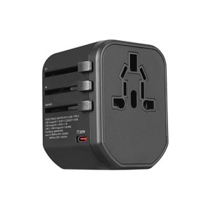 S-link SW-KC027 2*USB 2.4A + PD 20W Yedek Akım Sigortalı 100-240V Universal Çevirici Priz Adaptör