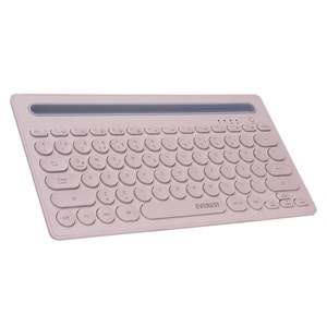 Everest KB-BT84 Pembe/Gri Bluetooth Ultra İnce+Şarjlı Q Mac/Win/Android/Ios Uyumlu Kablosuz klavye