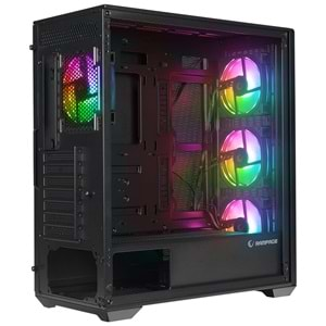 Rampage VORTEX V3 Siyah Mesh Temperli Cam 4*RGB Fan + Hub E-ATX Gaming Oyuncu Kasası