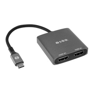 S-link SWV-USBC026 4K@30Hz Gri Metal Type-C to 2 port HDMI Adaptör