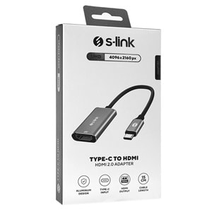 S-link SWV-USBC028 4K@30Hz Gri Metal Type-C to HDMI Adaptör