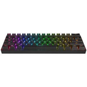 Rampage KB-RX63 B-ATOM Siyah Bluetooth RGB Backlight RED SWITCH US Layout English 63 Tuşlu Mini Gaming Oyuncu Klavyesi