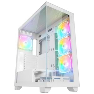 Rampage HYDRA V1 WHITE Type-C+USB3.0+USB2.0 4*ARGB Fan+Hub E-ATX Exclusive Gaming Oyuncu Kasası