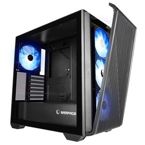 Rampage CRAFT Siyah Mesh Type-C*1+Usb3.0*2+Hd Audio 1*14CM+3*12CM ARGB Fan ATX Mid-T Gaming Oyuncu Kasası