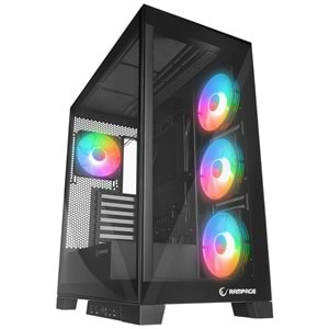 Rampage HYDRA V2 BLACK Type-C+USB3.0 Temperli Camlı 4*ARGB Infinity Fan+Hub E-ATX Exclusive Gaming Oyuncu Kasası