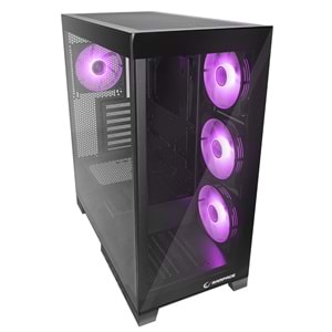 Rampage HYDRA V2 BLACK Type-C+USB3.0 Temperli Camlı 4*ARGB Infinity Fan+Hub E-ATX Exclusive Gaming Oyuncu Kasası