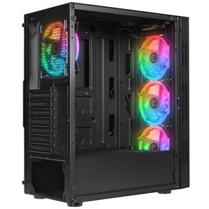 Rampage PLAID V1 Mesh Temperli Camlı 4x12cm Auto RGB Fan ATX Mid-T Gaming Oyuncu Kasası