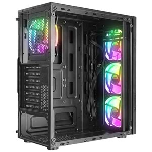 Everest CREST V1 Mesh Temperli Camlı 4x12cm Auto RGB Fan ATX Mid-T Gaming Oyuncu Kasası