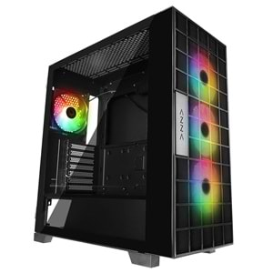 Rampage AZZA V2 Temperli Camlı Siyah 4*12CM ARGB Fan + Type-C ATX Mid-T Gaming Oyuncu Kasası