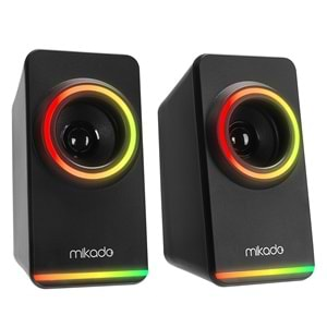 Mikado MD-182 2.0 3W*2 Siyah RGB Aydınlatmalı USB + 3.5mm USB 5V Speaker Hoparlör