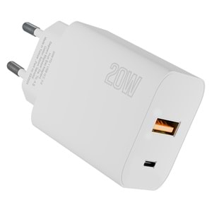 Hytech HY-XE46 Type USB-C 20W PD +USB QC 3.0 Hızlı Ev Şarj Adaptörü