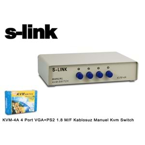 S-link KVM-4A 4 Port VGA+PS2 1.8 M/F Kablosuz Manuel Kvm Switch