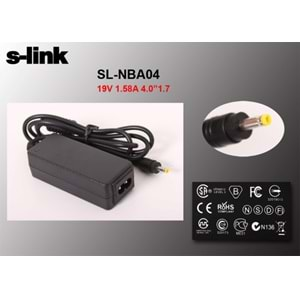 S-link SL-NBA04 30W 19V 1.58A 4.0*1.7 Hp Netbook Standart Adaptör