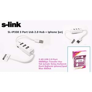 S-link SL-IP330 3 Port Usb 2.0 Hub + Iphone Şarj