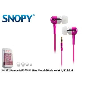 Snopy SN-322 MP3/MP4 Lüks Metal Gövde Pembe Kulak İçi Kulaklık