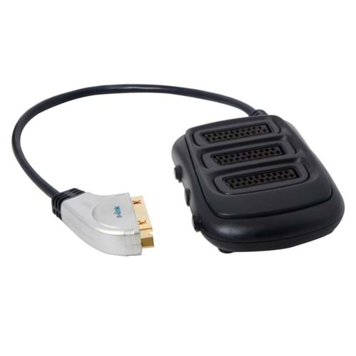 S-link SLX-SC35 SCART to 3 SCART Çoklayıcı Metal Kasa Altın Uçlu Kablo