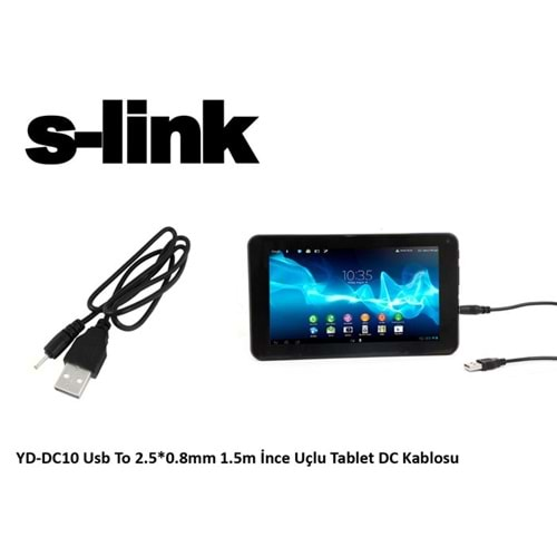 S-link YD-DC10 Usb To 2.5*0.8mm 1.5m İnce Uçlu Tablet DC Kablosu