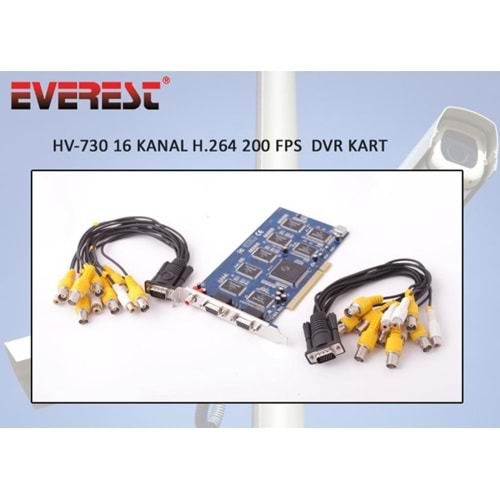 Everest HV-730 16Ch Görüntü 200FSP H.264 DVR Pc Kartlar