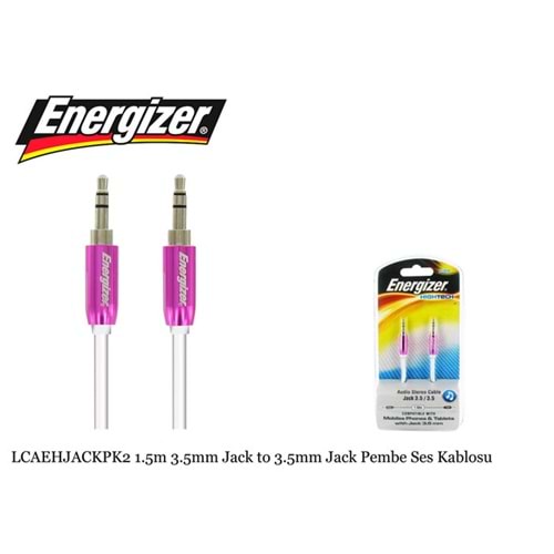 Energizer LCAEHJACKPK2 1.5m 3.5mm Jack to 3.5mm Jack Pembe Ses Kablosu