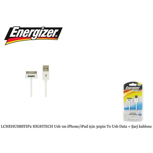 Energizer LCHEHUSBSYIP2 HIGHTECH Usb 1m iPhone/iPad için 30pin To Usb Data + Şarj kablosu