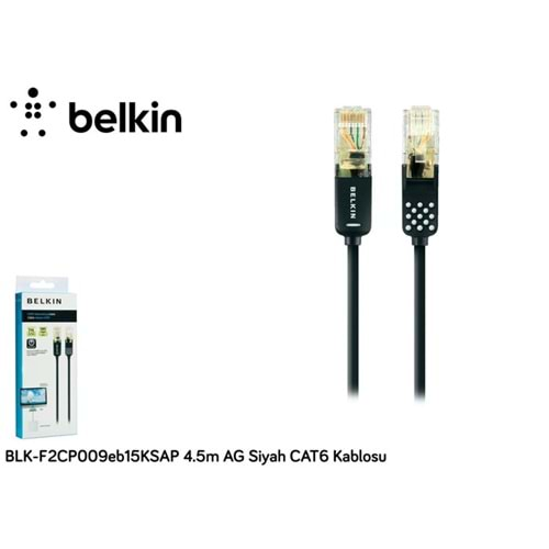 Belkin BLK-F2CP009eb15KSAP 4.5m AG Siyah CAT6 Kablosu