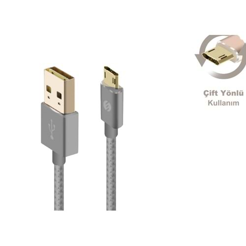 S-link Swapp SW-A1 Micro Usb 1m Gri Data + Şarj Kablosu