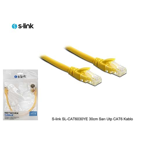 S-link SL-CAT6030YE 30cm Sarı Utp CAT6 Kablo