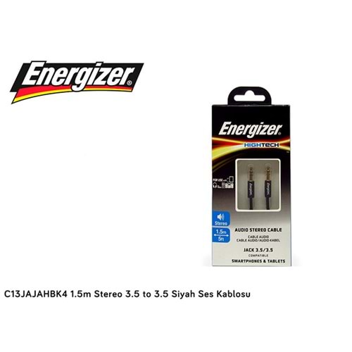 Energizer C13JAJAHBK4 1.5m Stereo 3.5 to 3.5 Siyah Ses Kablosu