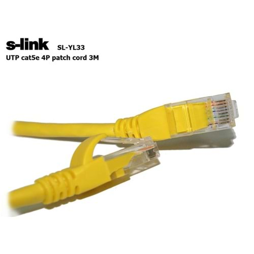 S-link SL-YL33 3m Bakır Sarı Pac RJ-45 Kablo