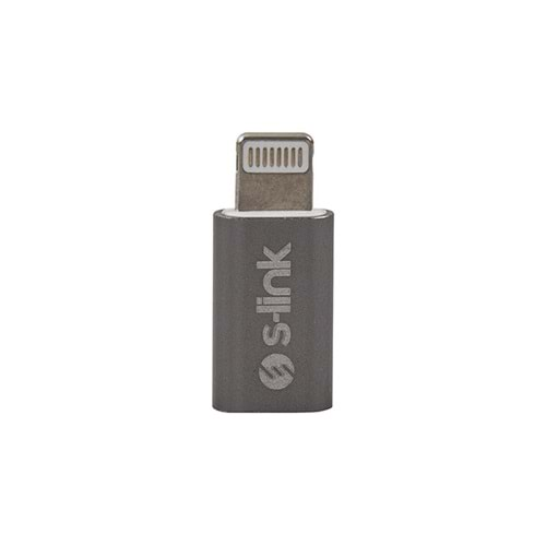 S-link SL-TA20M Gümüş Metal Gövde MicroUSB 5pin F to Lightning M Çevirici