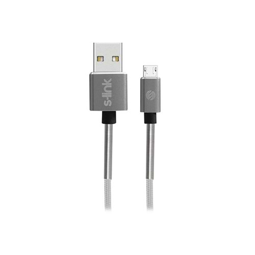 S-link Swapp SW-KC71MG 1m 2.4A Micro Usb Kılıflı Gri Data + Şarj Kablosu